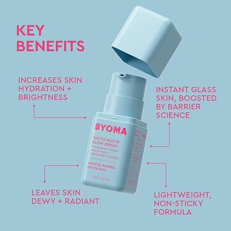 BYOMA Phyto-Mucin Glow Serum - Mucin Face Serum for Glass Skin - Plumps, Primes + Hydrates - Flawless Primer and Makeup Base - Strengthens Skin Barrier - 1.35 fl.oz