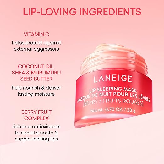 LANEIGE Lip Sleeping Mask: Nourish, Hydrate, Vitamin C, Murumuru & Shea Butter, Antioxidants, Flaky, Dry Lips